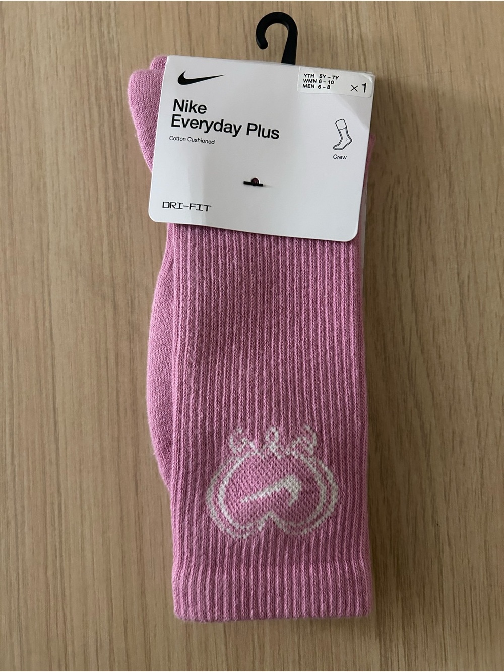 Nike Everyday Plus Crew Socks in Light Pink with White Logo